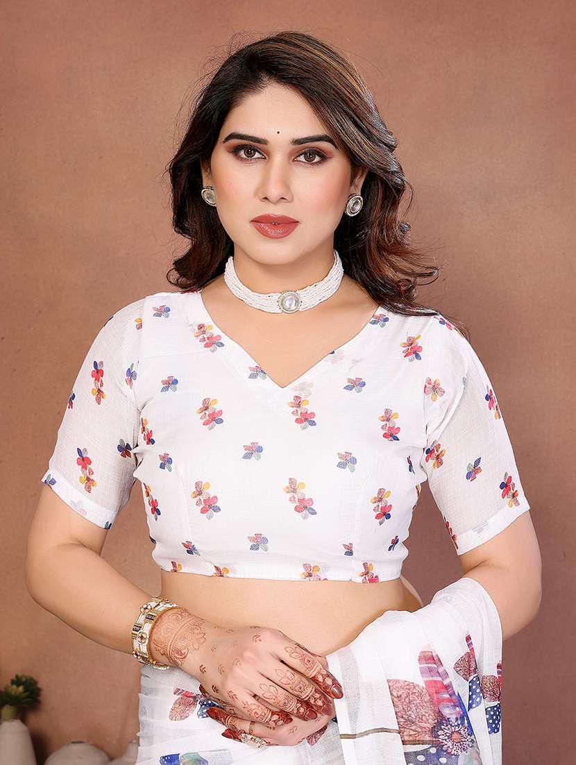 women printed casual wear saree with blouse - 22385076 -  Standard Image - 4