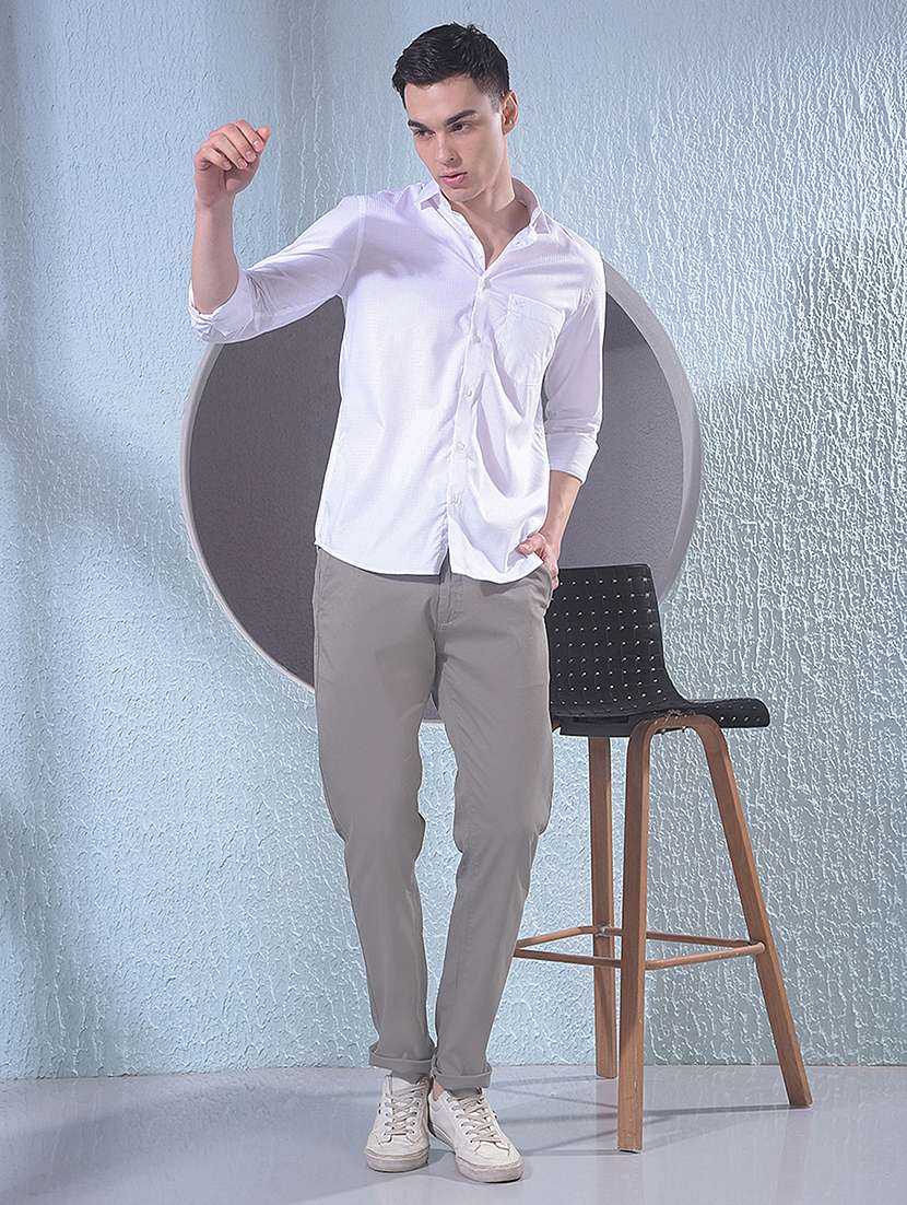 men solid mid rise chinos casual trouser - 22385082 -  Standard Image - 6