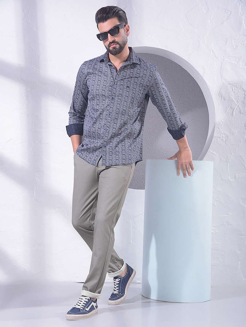 men solid mid rise chinos casual trouser - 22385102 -  Standard Image - 6