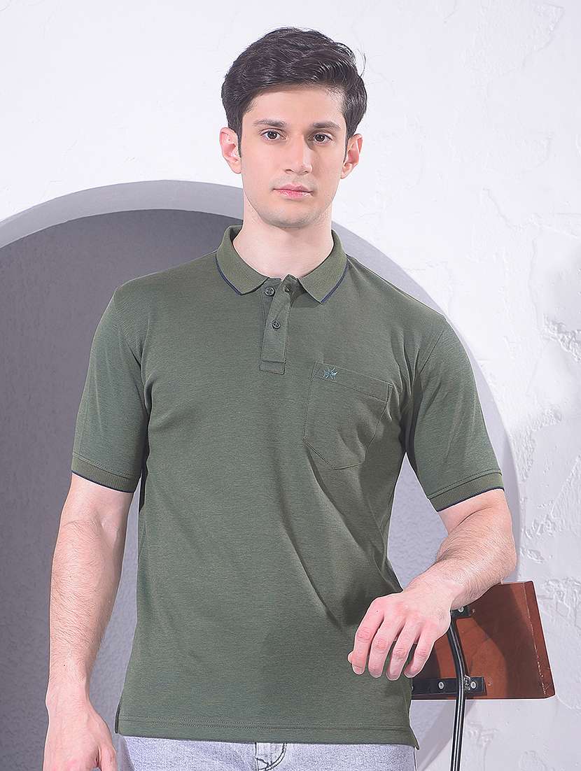 men solid short sleeve slim fit polo t-shirt
