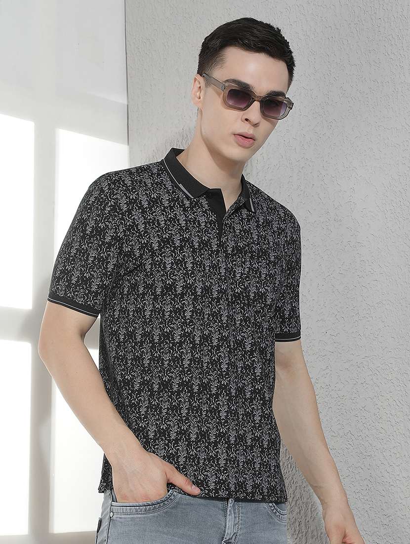 men printed short sleeve regular fit polo t-shirt