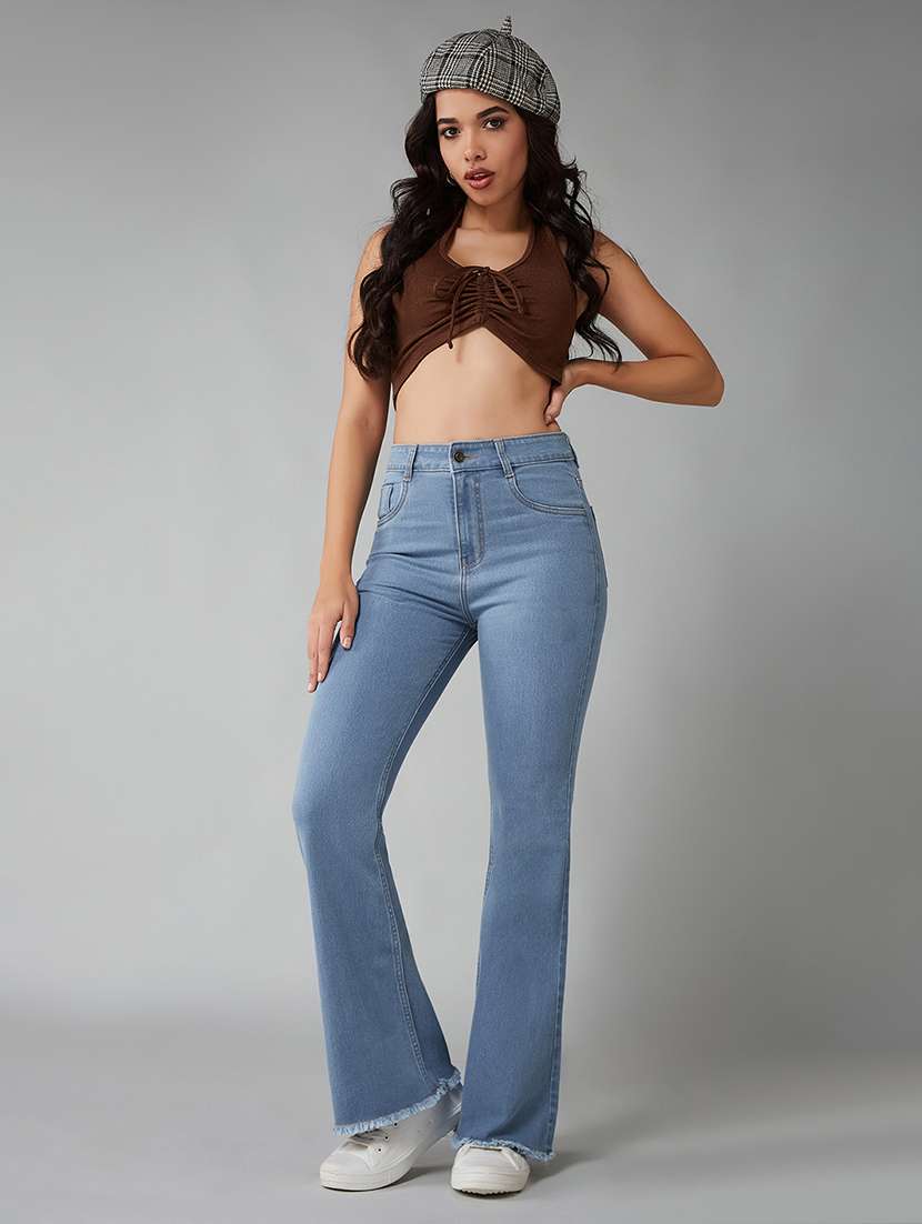 women solid high rise bootcut jeans - 22385140 -  Standard Image - 4