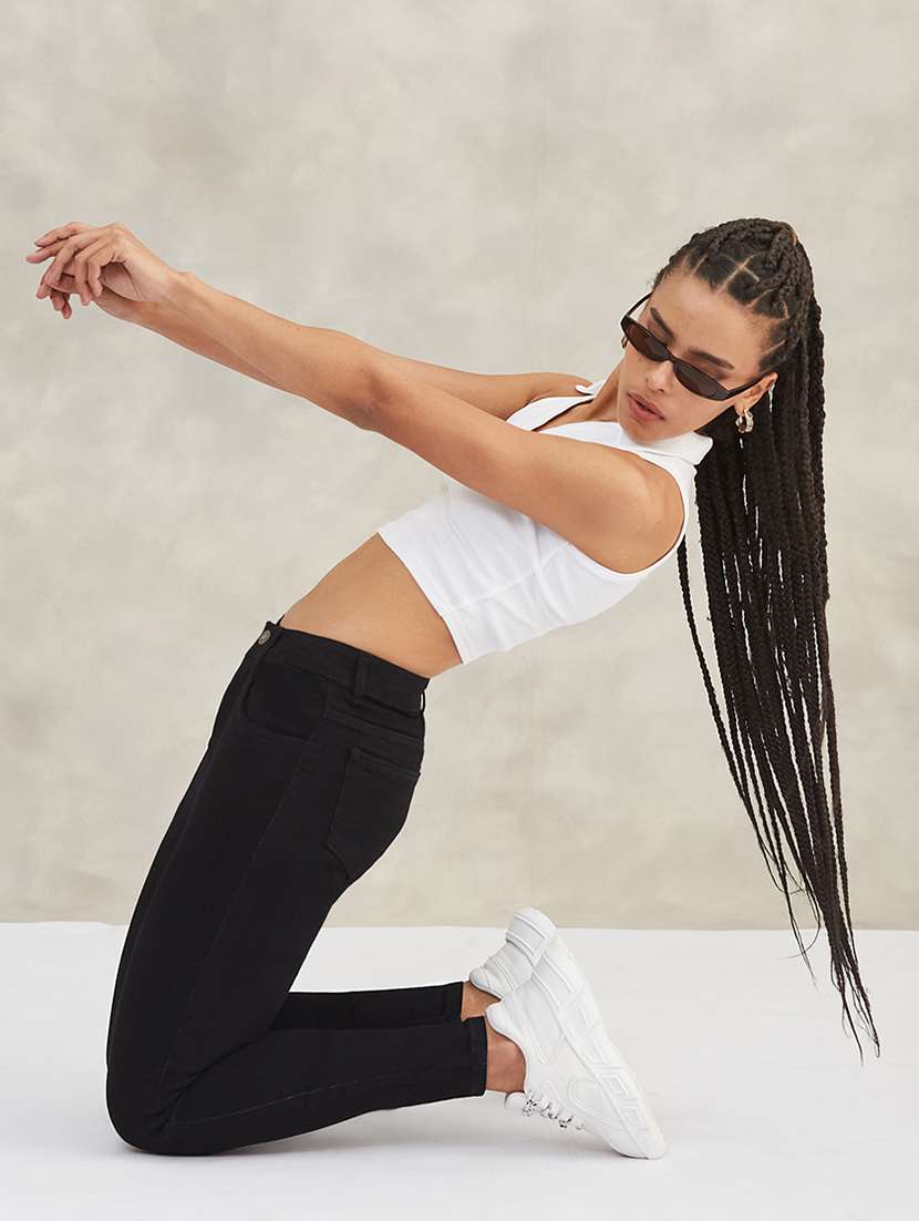 women solid high rise skinny jeans - 22385142 -  Standard Image - 4