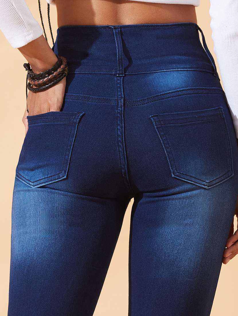 women solid high rise skinny jeans - 22385150 -  Standard Image - 1