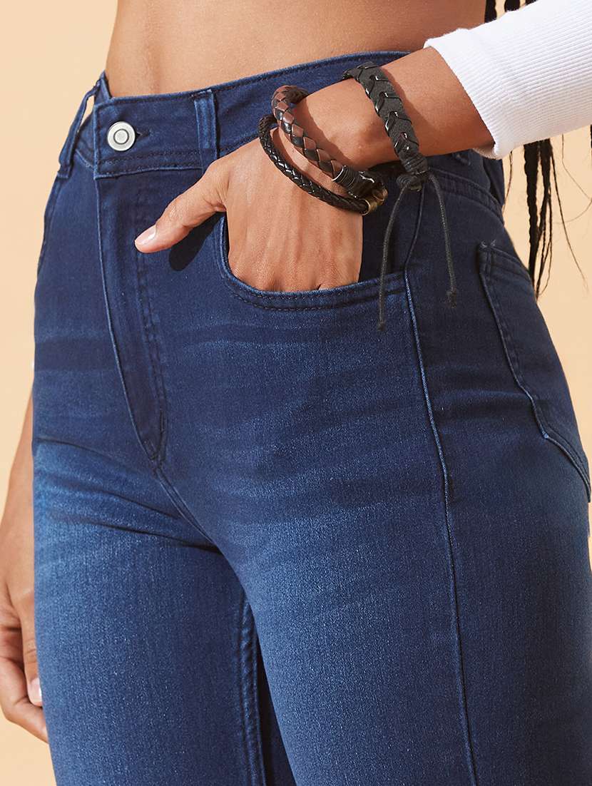 women solid high rise bootcut jeans - 22385155 -  Standard Image - 1