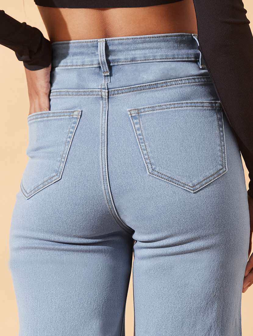 women solid high rise straight jeans - 22385160 -  Standard Image - 1