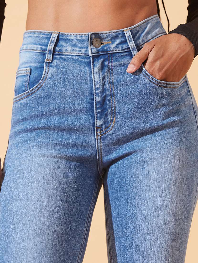 women solid high rise bootcut jeans - 22385161 -  Standard Image - 1