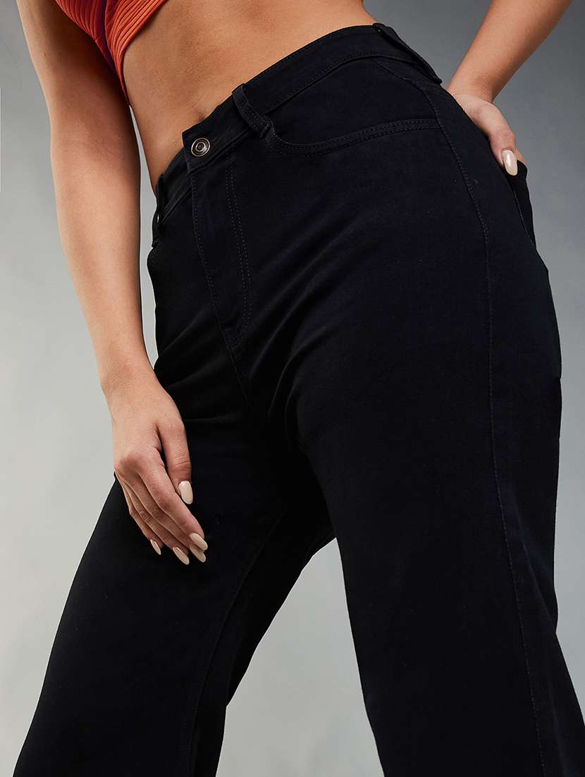 women solid high rise bootcut jeans - 22385164 -  Standard Image - 1