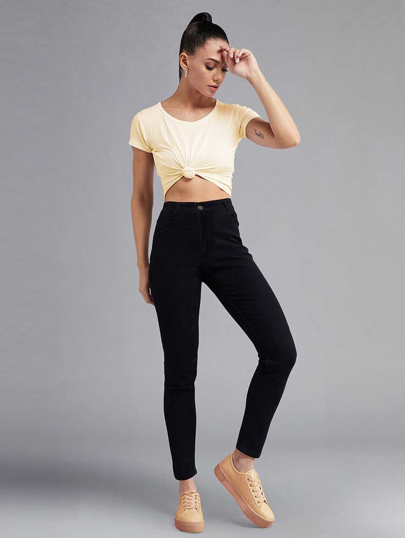 women solid high rise skinny jeans - 22385167 -  Standard Image - 4