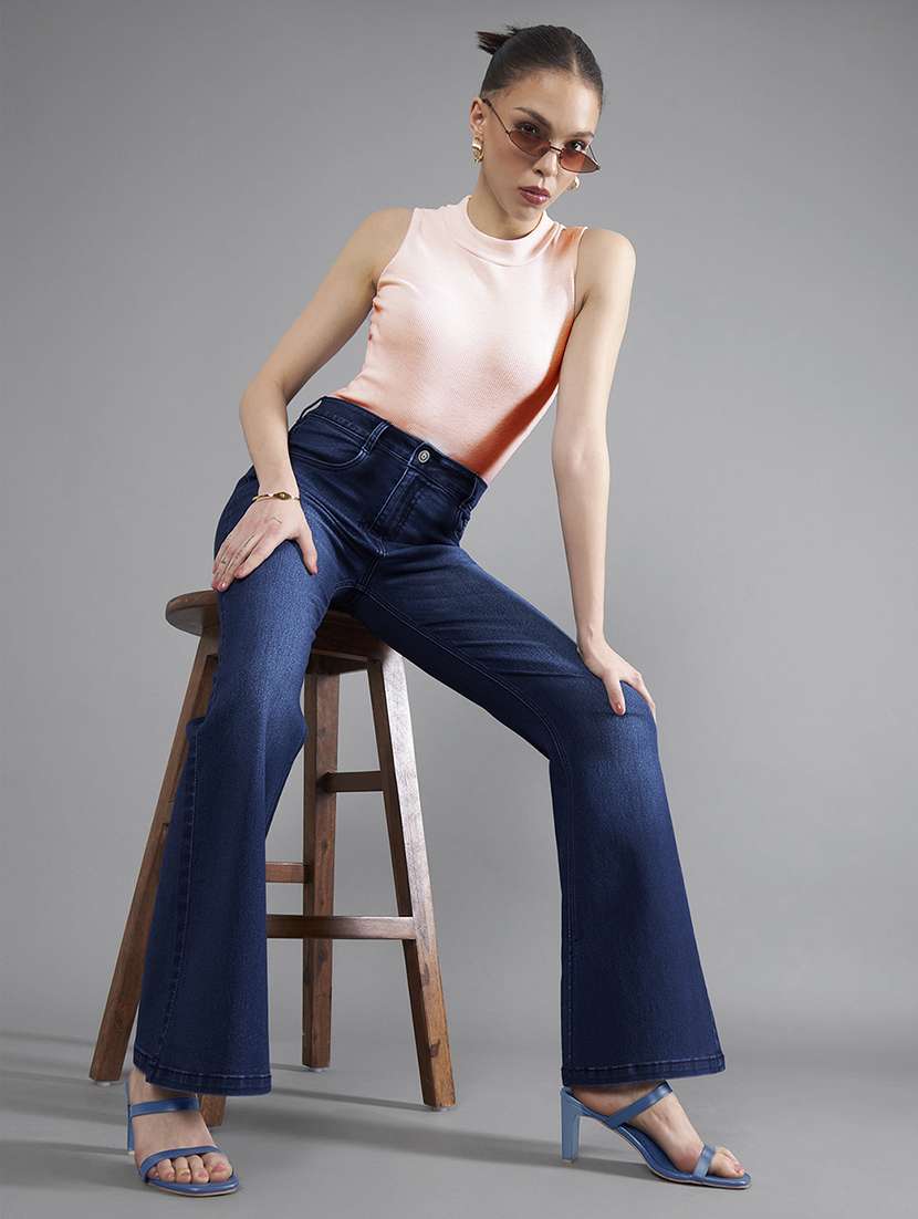 women solid high rise bootcut jeans - 22385173 -  Standard Image - 4