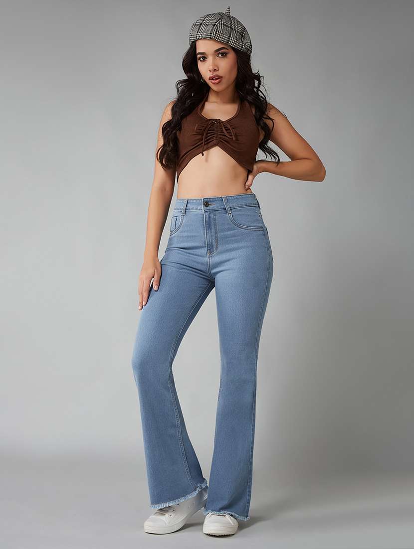 women solid high rise bootcut jeans - 22385175 -  Standard Image - 4
