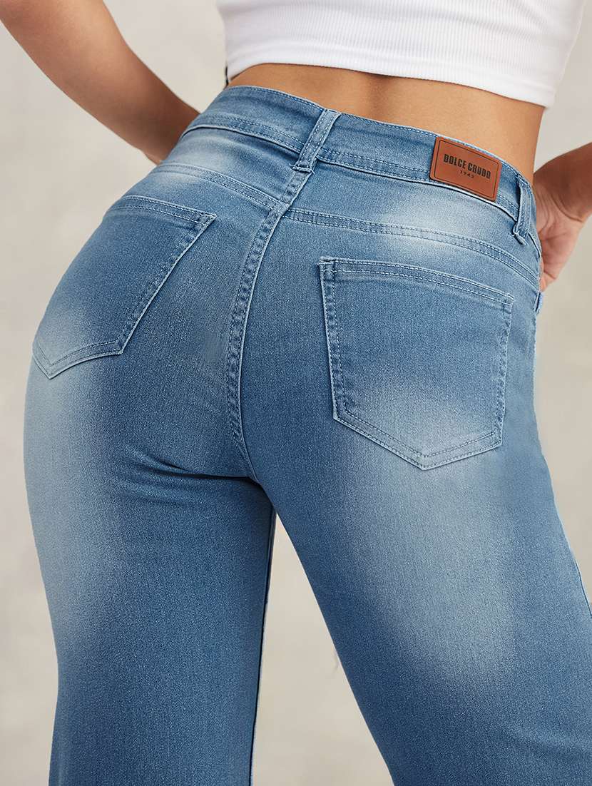 women solid high rise bootcut jeans - 22385182 -  Standard Image - 1
