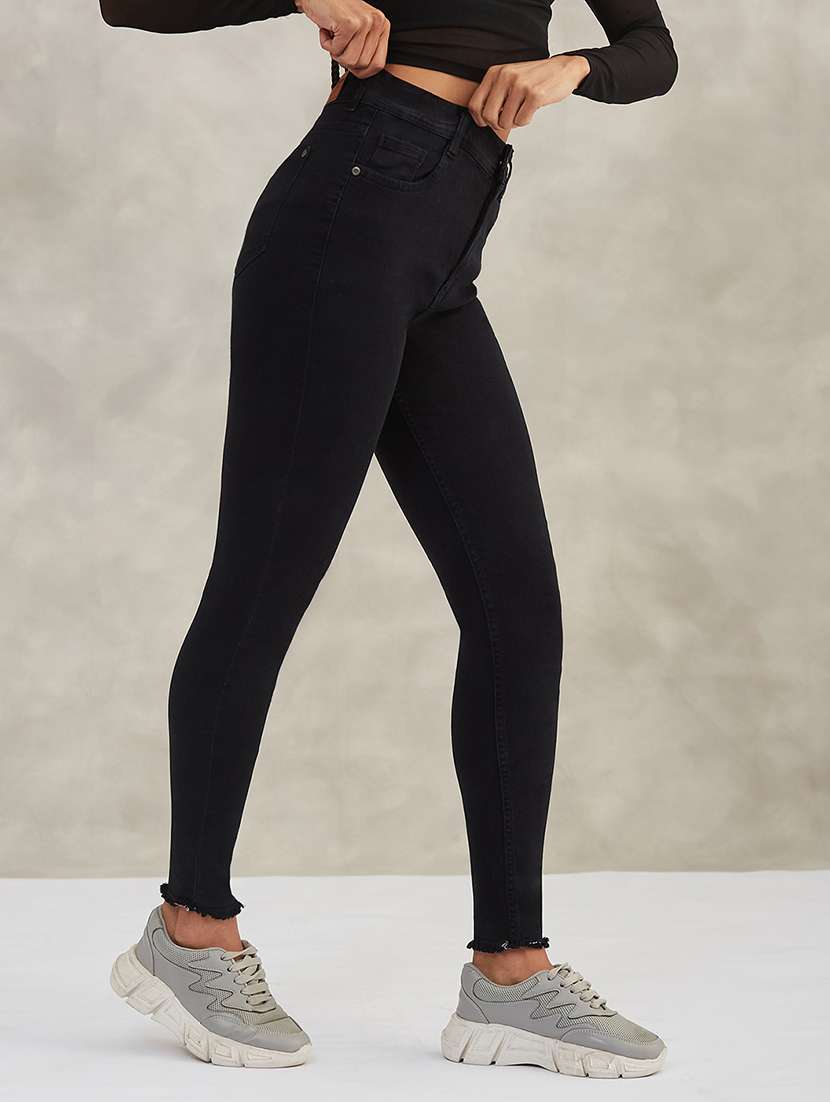 women solid high rise skinny jeans - 22385186 -  Standard Image - 1