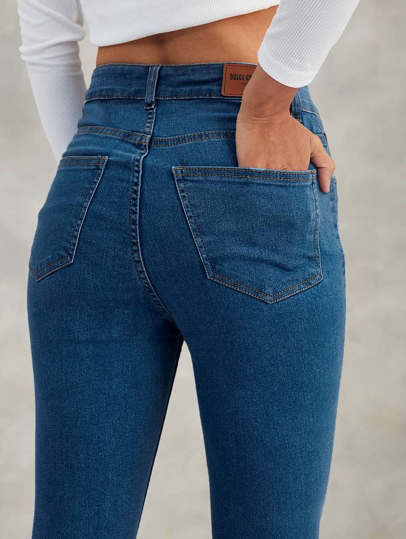 women solid high rise skinny jeans - 22385187 -  Standard Image - 1