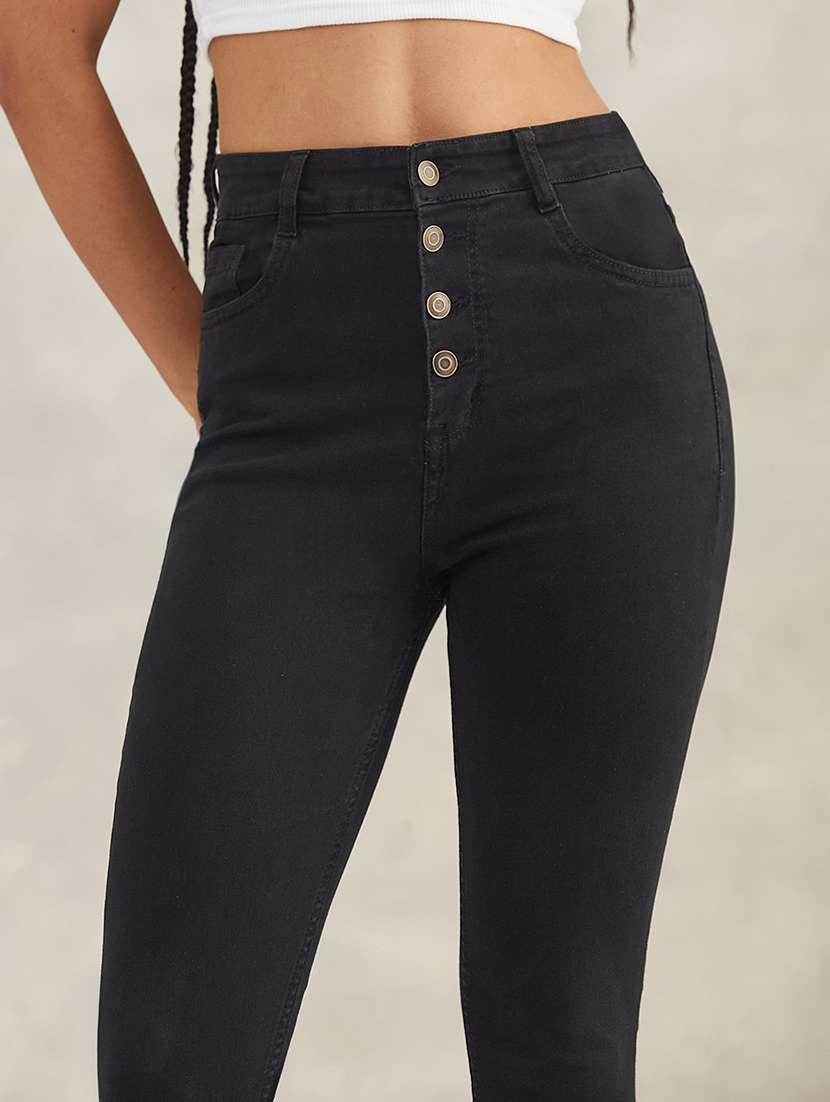 women solid high rise skinny jeans - 22385188 -  Standard Image - 1