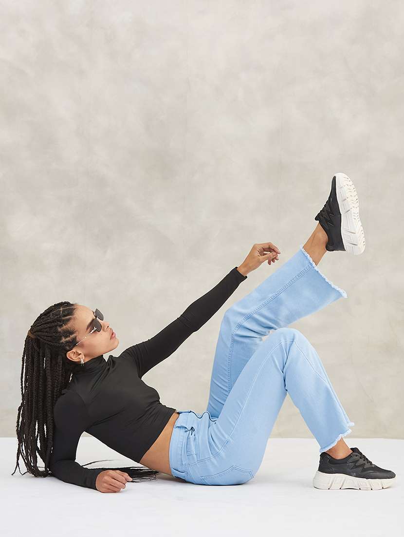 women solid high rise bootcut jeans - 22385189 -  Standard Image - 4