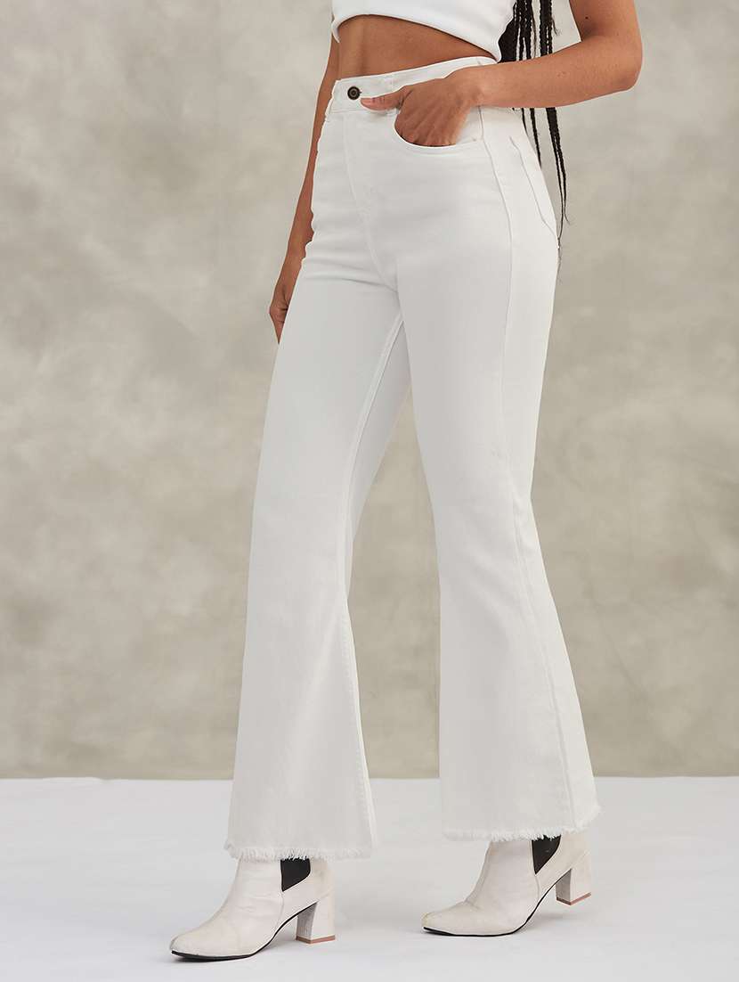 women solid high rise bootcut jeans - 22385201 -  Standard Image - 1