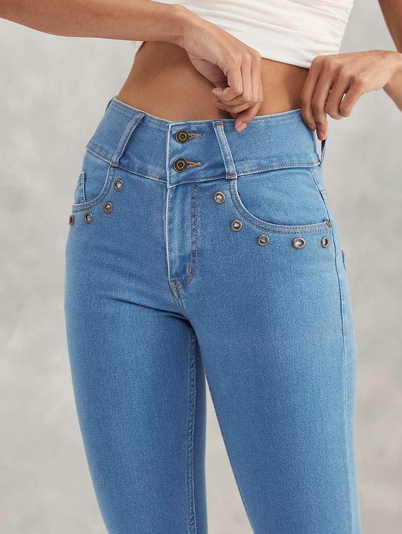 women solid high rise skinny jeans - 22385203 -  Standard Image - 1