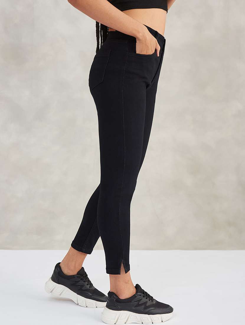 women solid high rise slim fit jeans - 22385210 -  Standard Image - 1