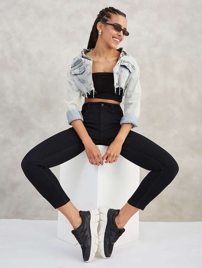 women solid high rise slim fit jeans - 22385210 -  Standard Image - 4