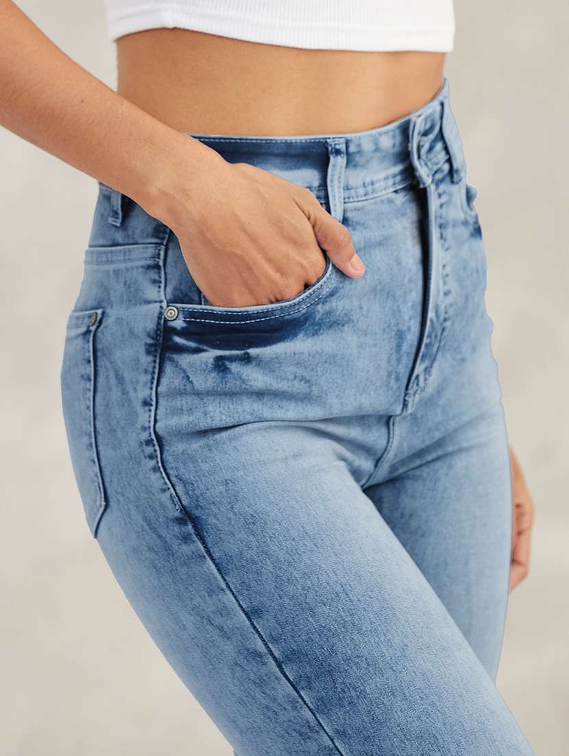 women solid high rise bootcut jeans - 22385212 -  Standard Image - 1
