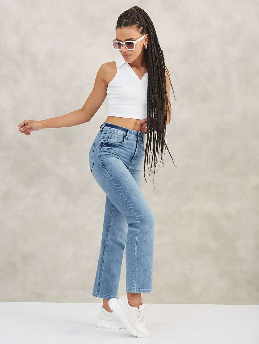 women solid high rise bootcut jeans - 22385212 -  Standard Image - 4