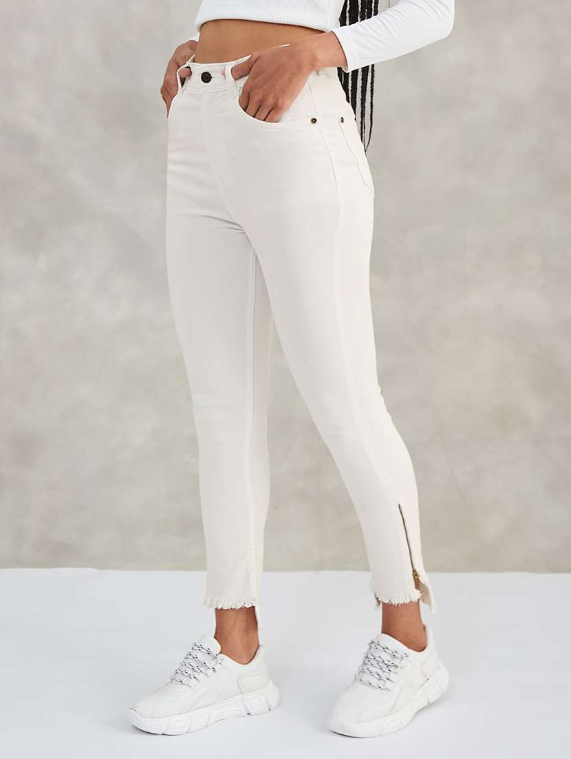 women solid high rise skinny jeans - 22385213 -  Standard Image - 1