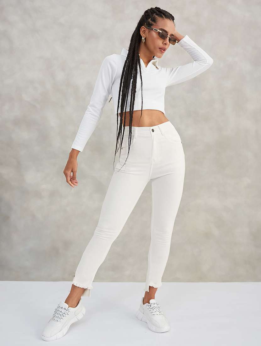 women solid high rise skinny jeans - 22385213 -  Standard Image - 4