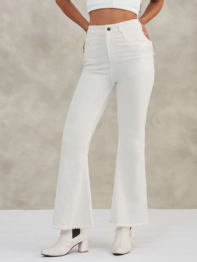 women solid high rise bootcut jeans - 22385216 -  Standard Image - 1