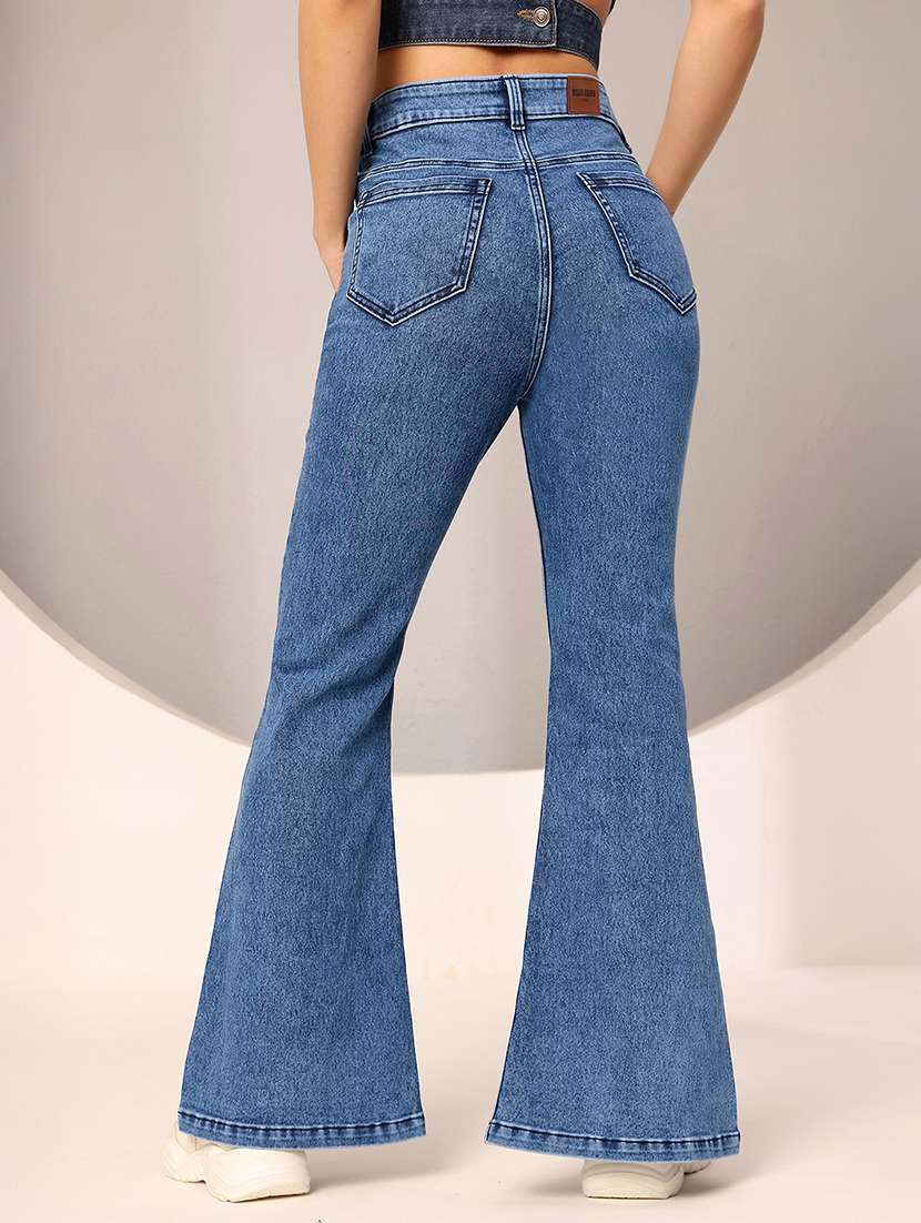 women solid high rise bootcut jeans - 22385224 -  Standard Image - 4