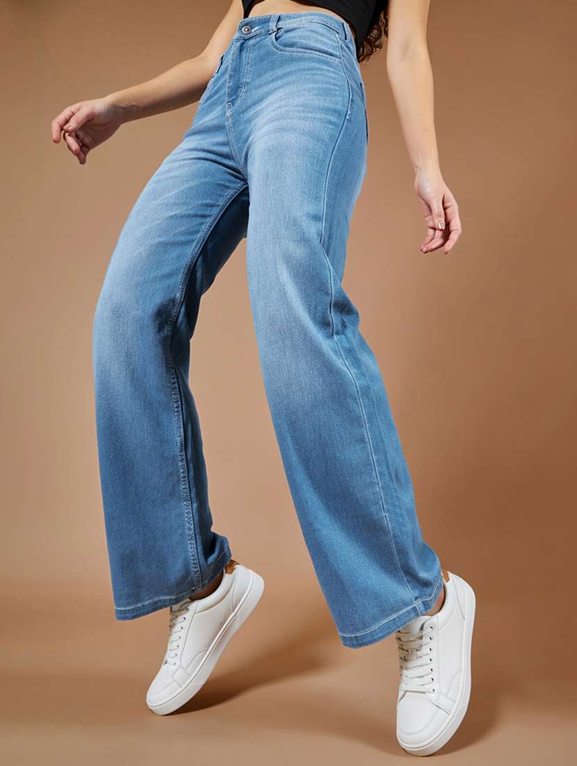 women solid high rise straight jeans - 22385230 -  Standard Image - 1