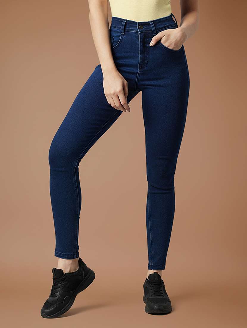 women solid high rise skinny jeans - 22385234 -  Standard Image - 1