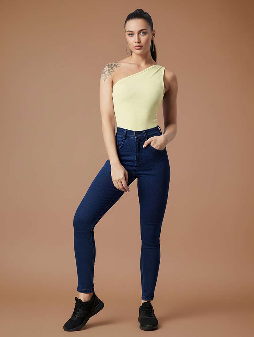 women solid high rise skinny jeans - 22385234 -  Standard Image - 4