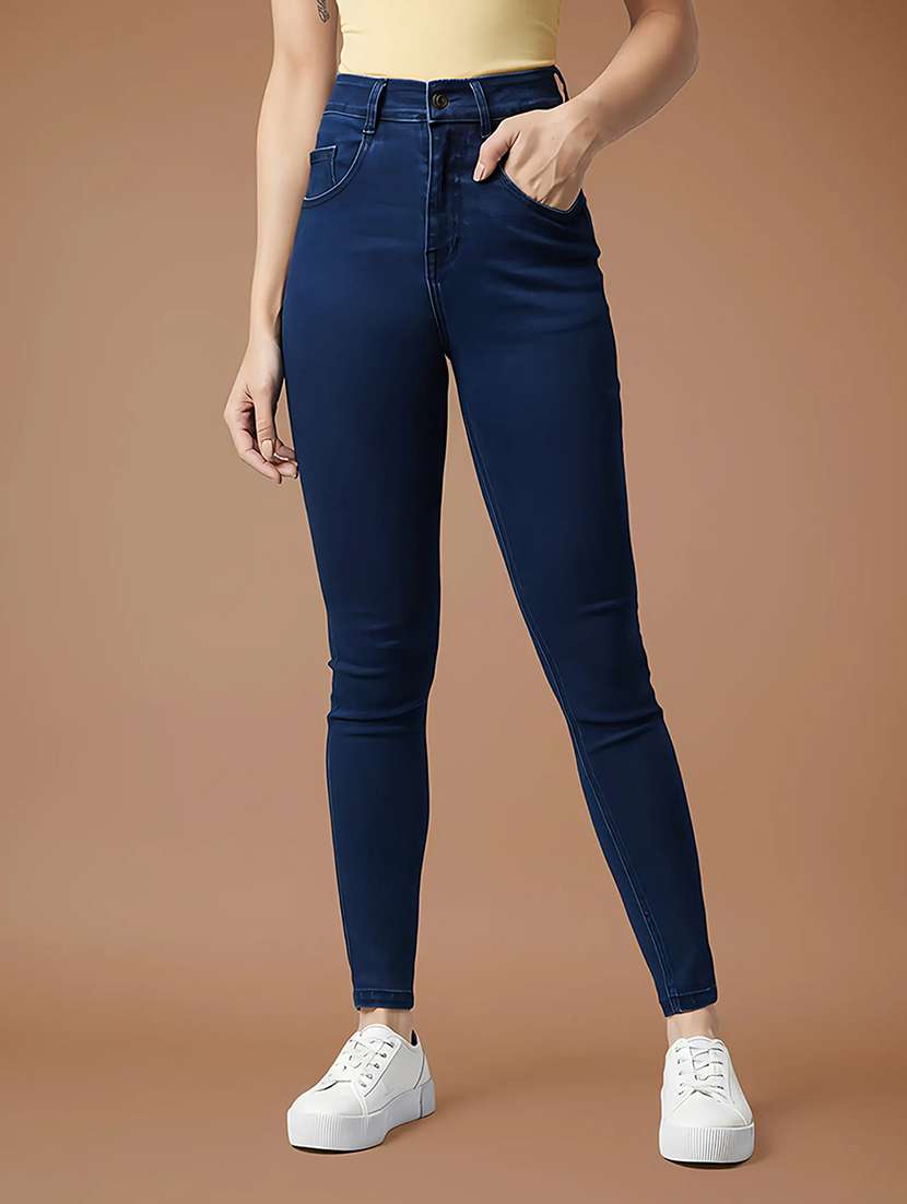 women solid high rise skinny jeans - 22385235 -  Standard Image - 1