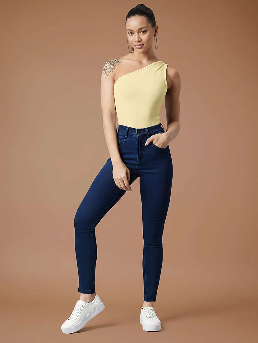 women solid high rise skinny jeans - 22385235 -  Standard Image - 4