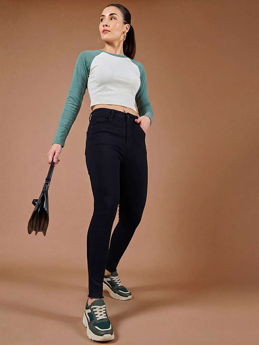 women solid high rise skinny jeans - 22385239 -  Standard Image - 4