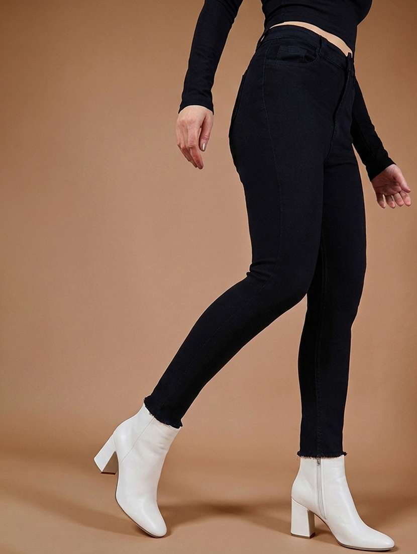 women solid high rise skinny jeans - 22385240 -  Standard Image - 1