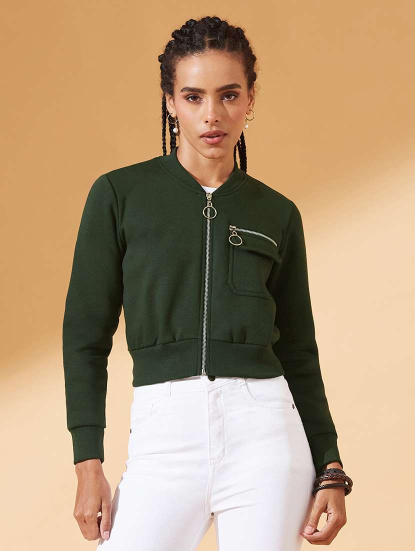 women solid long sleeve biker jacket - 22385246 -  Standard Image - 1