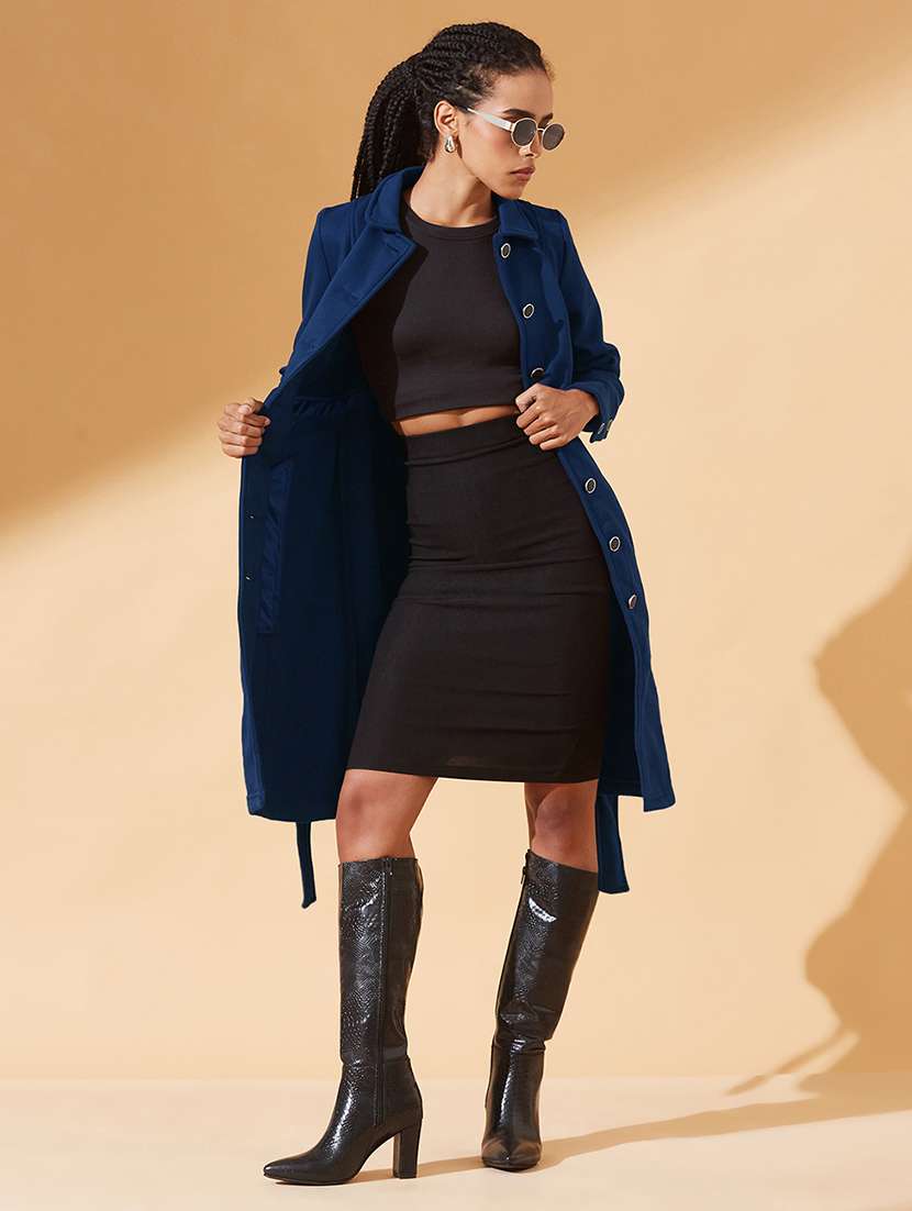 women solid long sleeve collared trench coat - 22385251 -  Standard Image - 4