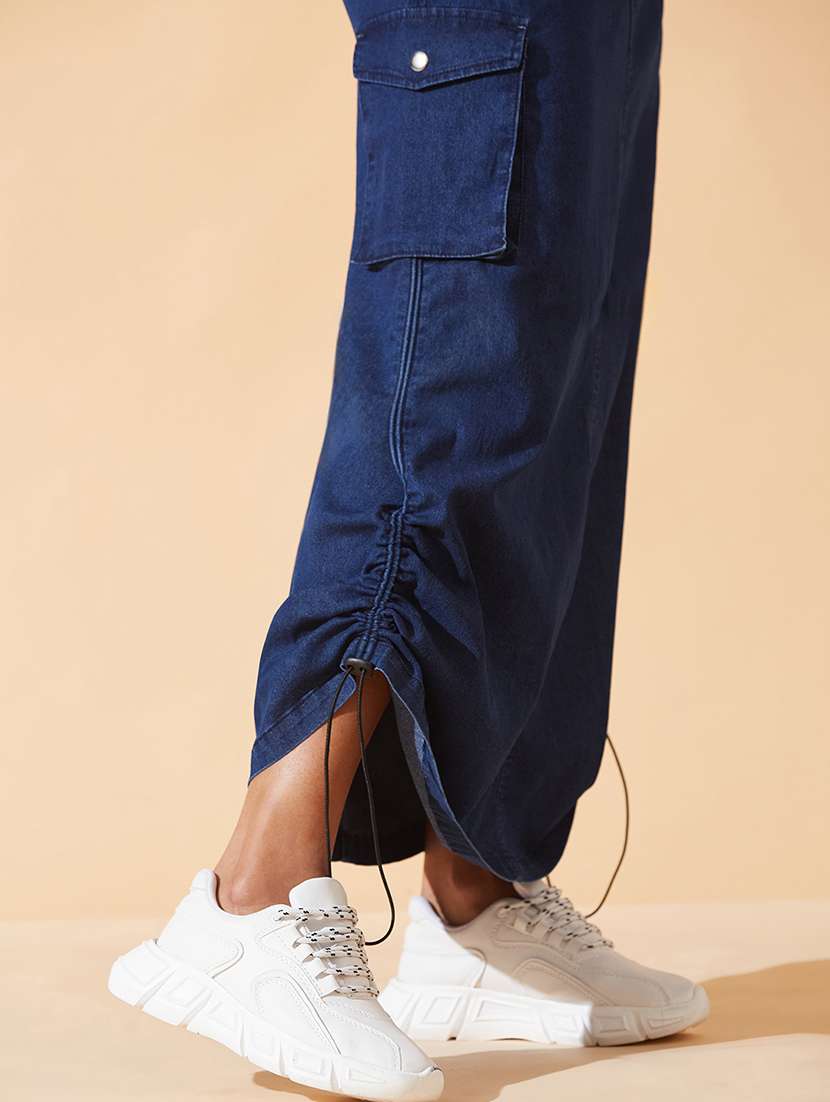 women solid high rise denim cargo skirt - 22385257 -  Standard Image - 1