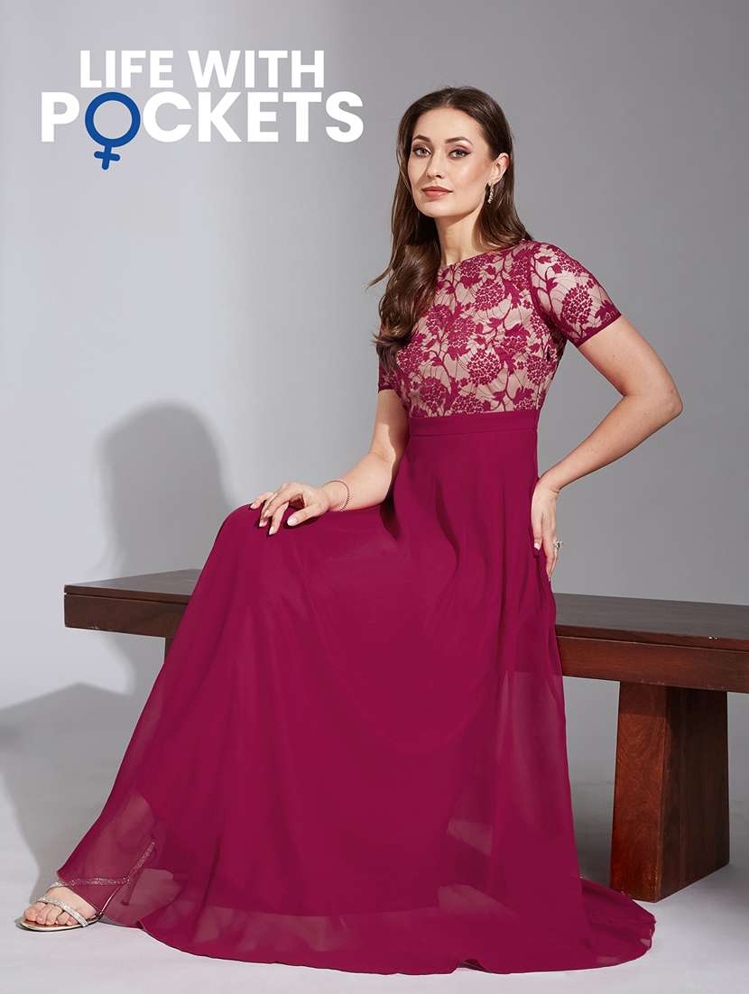 women short sleeve lace fit & flare dress - 22385278 -  Standard Image - 1