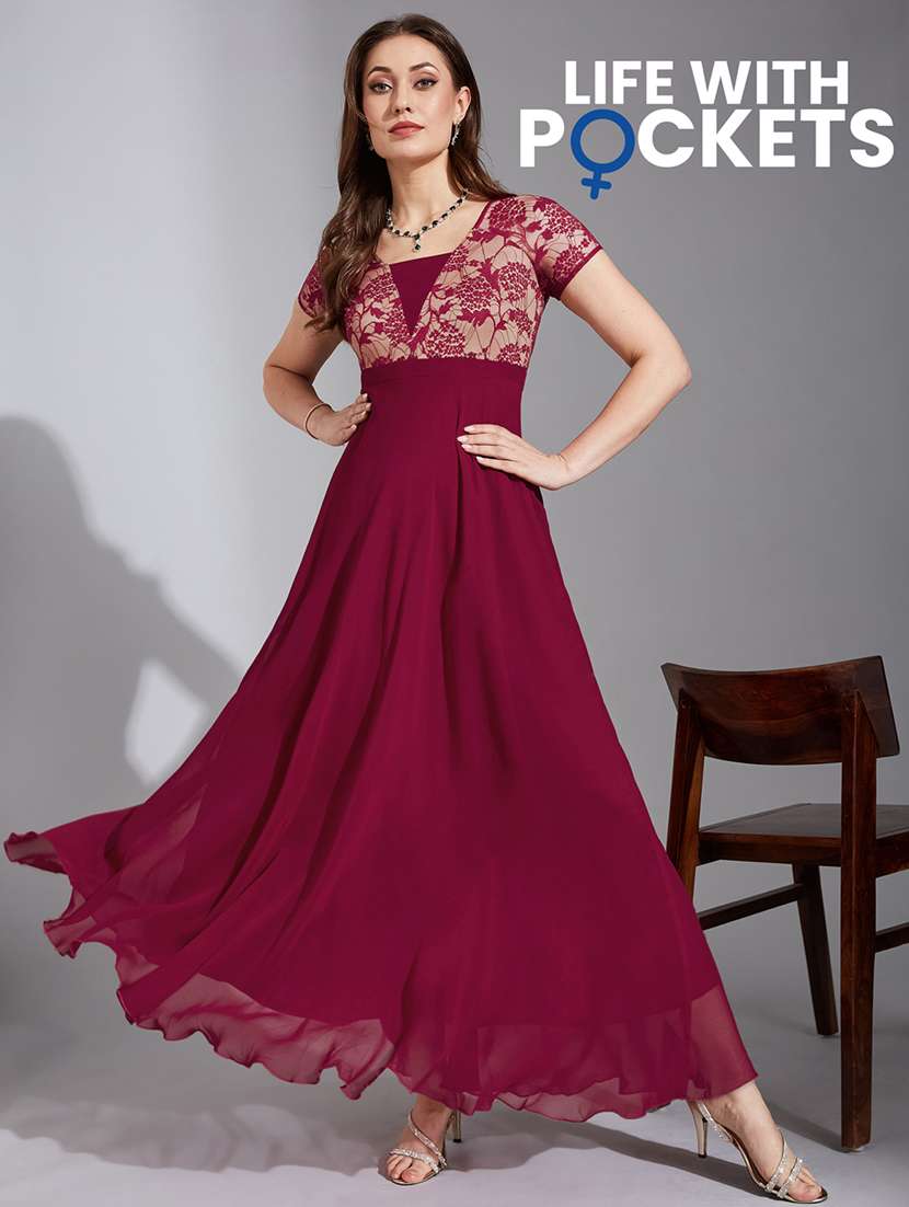 women self desigend short sleeve lace dress - 22385279 -  Standard Image - 1