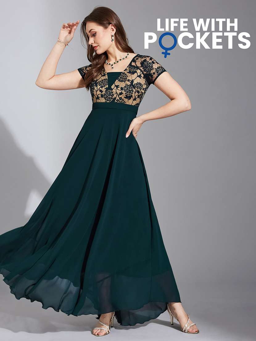 women self desigend short sleeve lace dress - 22385280 -  Standard Image - 1