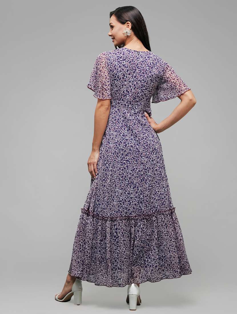 women floral print flared sleeve fit & flare dress - 22385285 -  Standard Image - 4