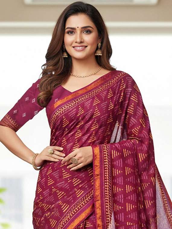 women printed casual wear saree with blouse - 22385355 -  Standard Image - 1