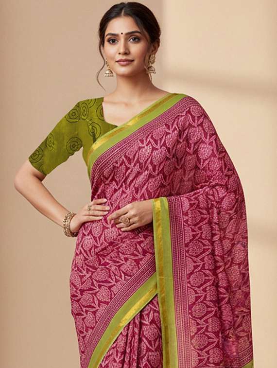 women printed casual wear saree with blouse - 22385365 -  Standard Image - 1