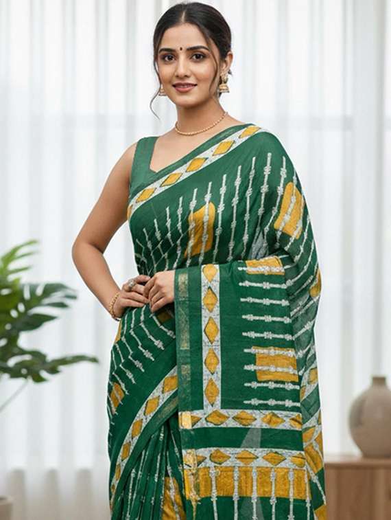 Women Printed Casual Wear Saree With Blouse - 22385371 -  Standard Image - 1