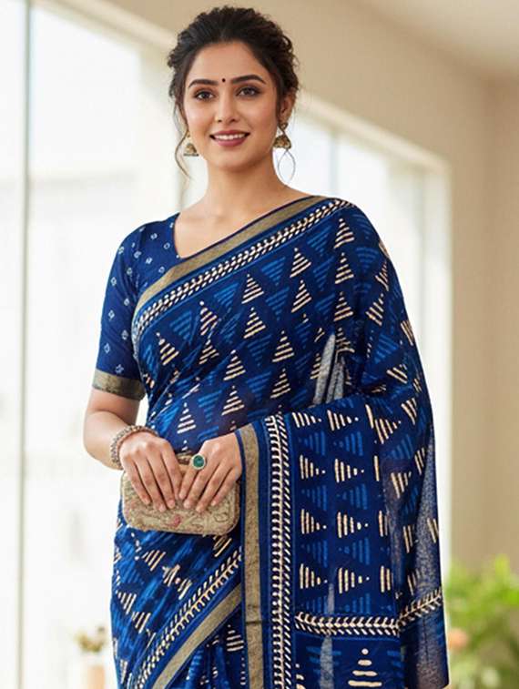 women printed casual wear saree with blouse - 22385389 -  Standard Image - 1