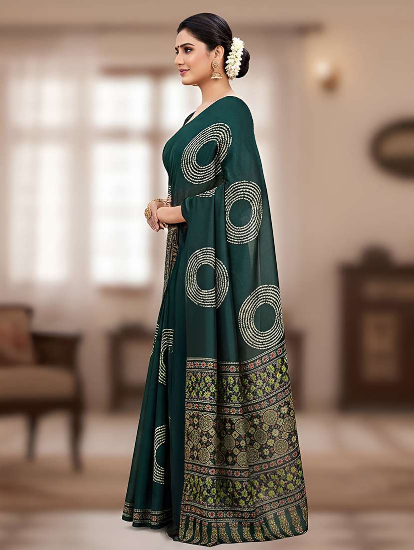 Women Printed Casual Wear Saree With Blouse - 22385390 -  Standard Image - 1