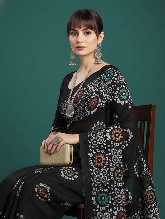 Women Printed Casual Wear Saree With Blouse - 22385394 -  Standard Image - 1
